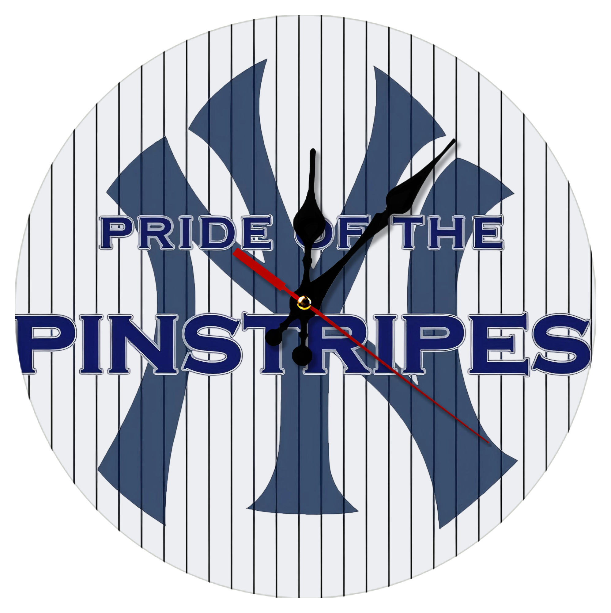New York Yankees Pride of The Pinstripes Silent Round Wall Clock – Modern & Stylish DIY Design, Durable Wood Construction, Easy To Install – Perfect For Office, Bedroom, Living Room, And More